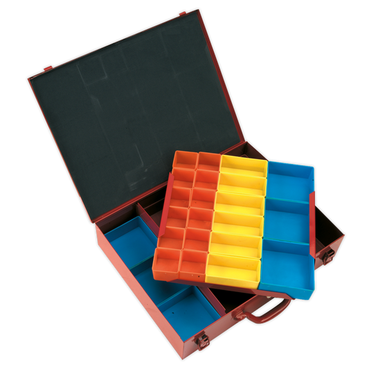 Sealey Metal Case Tool Box Durable 2 Layer With 27 Storage Removable Bins APMC27