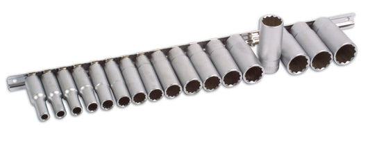 LASER 3657 17pc 3/8" Drive Deep Bi-Hex Socket Set Chrome Vanadium Steel