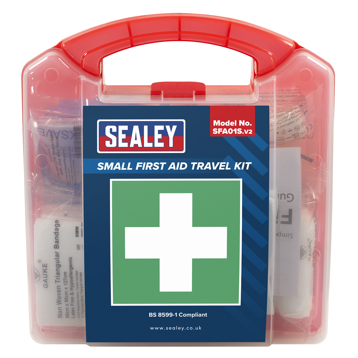Sealey First Aid Kit S Small Plaster Bandage Dressing Wipe Glove Blanket SFA01S