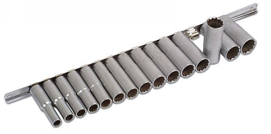 LASER 3660 15pc 1/2" Drive Deep Bi-Hex Socket Set Chrome Vanadium Steel