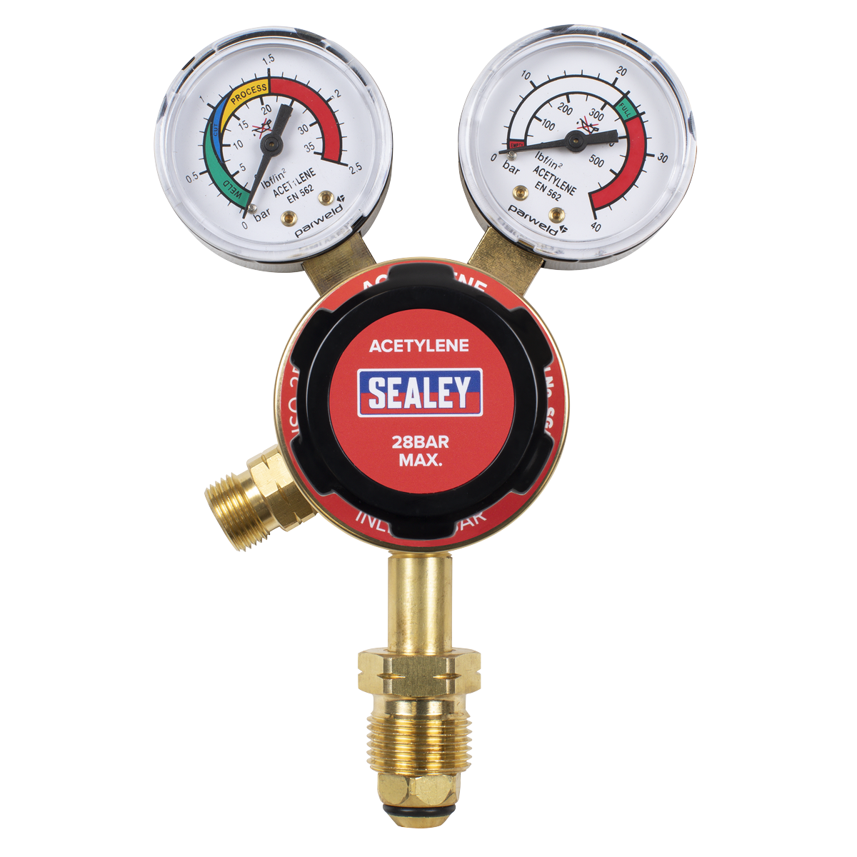Sealey Acetylene Regulator With Bottle And Working Pressure Displays SGA40