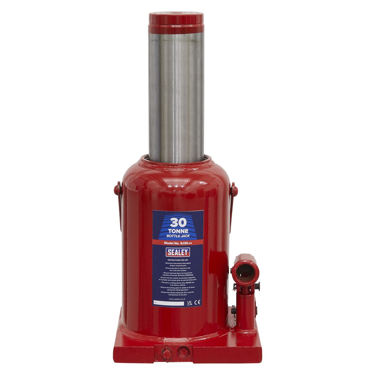 Sealey Bottle Jack Lift With Overload Valve & 3-Piece Handle 30 Tonne SJ30