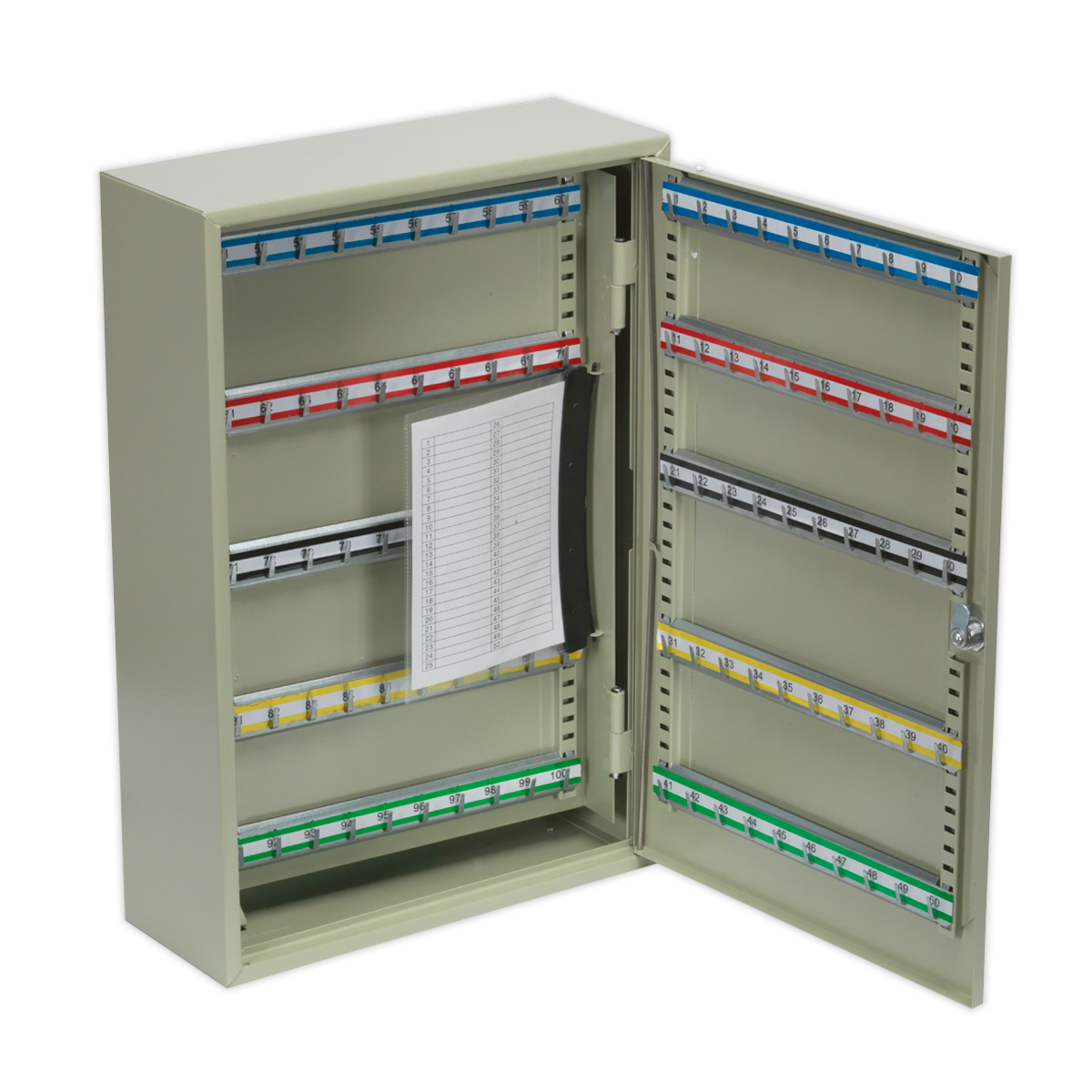 Sealey Key Cabinet Storage Box With Colour-Coded Hook Bars For 200 Keys SKC200