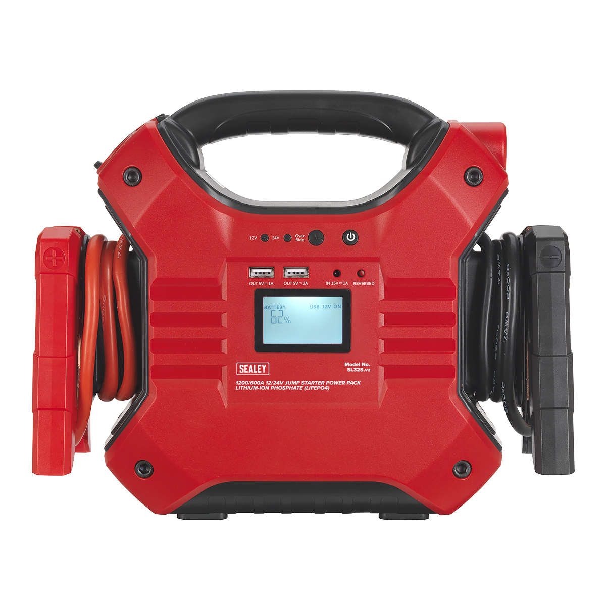 Sealey Jump Starter Power Pack Lithium Iron Phosphate 12V 24V 1200A 600A SL32S
