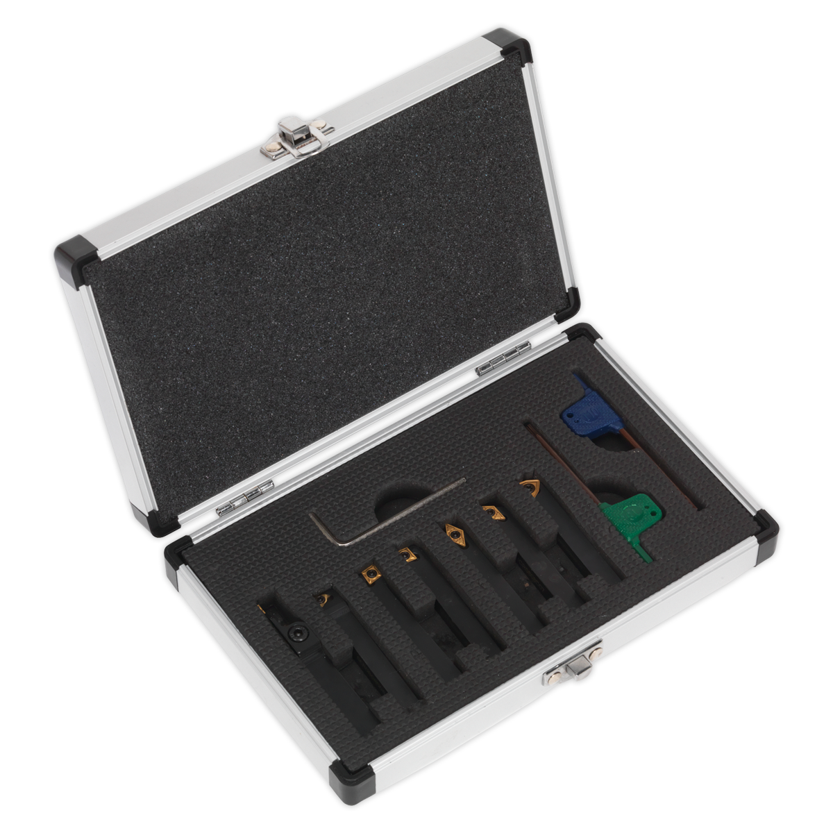 Sealey Indexable 10mm Lathe Turning Tool Set 7 Pieces For Steel Work SM3025CS6