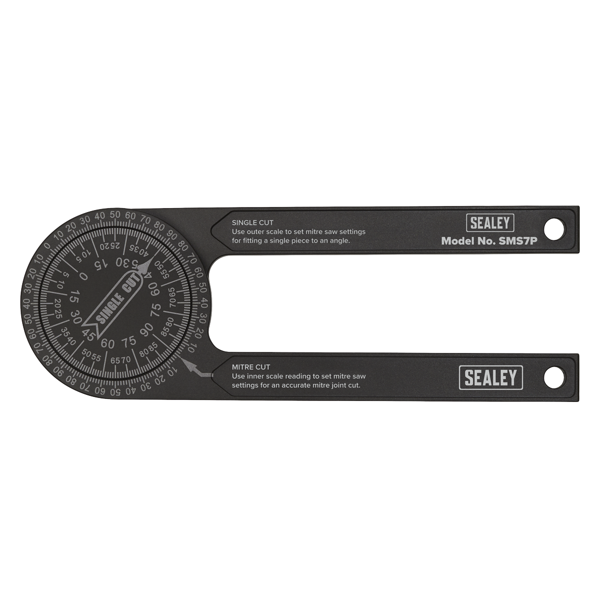 Sealey Aluminium Mitre Saw Protractor With Circular Body 185mm Black SMS7P