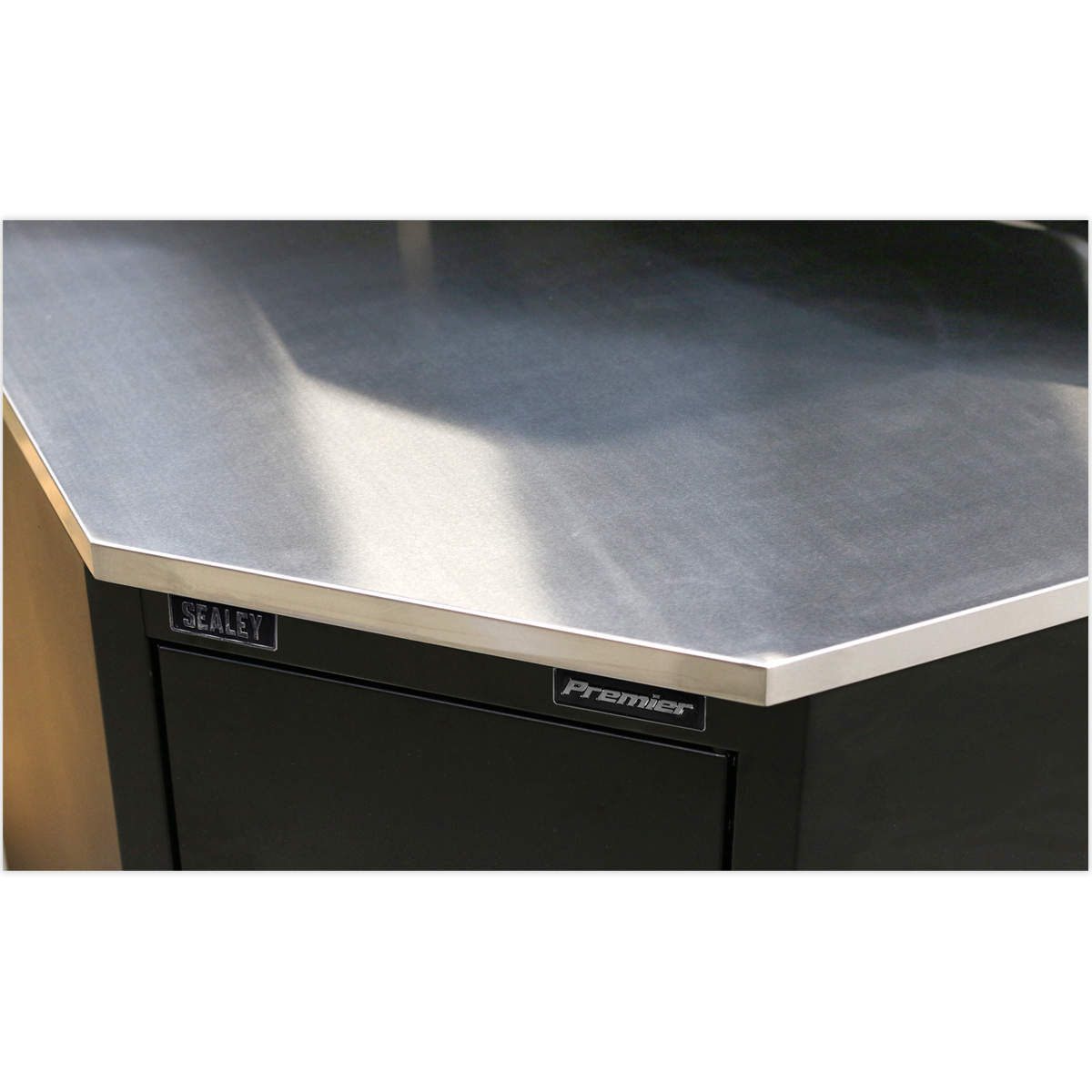 Sealey 930mm Stainless Steel Corner Worktop For APMS15 Floor Cabinet APMS19