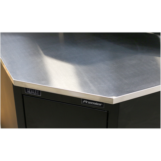 Sealey 930mm Stainless Steel Corner Worktop For APMS15 Floor Cabinet APMS19