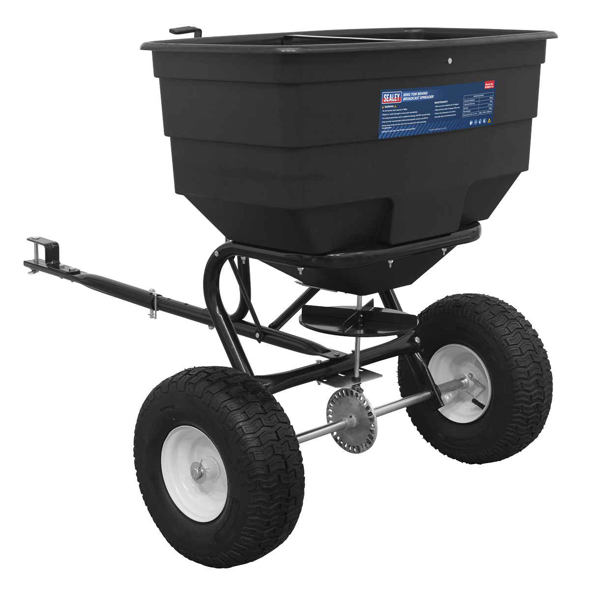 Sealey Broadcast Spreader With Adjustable Feed System 80kg Tow Behind SPB80T
