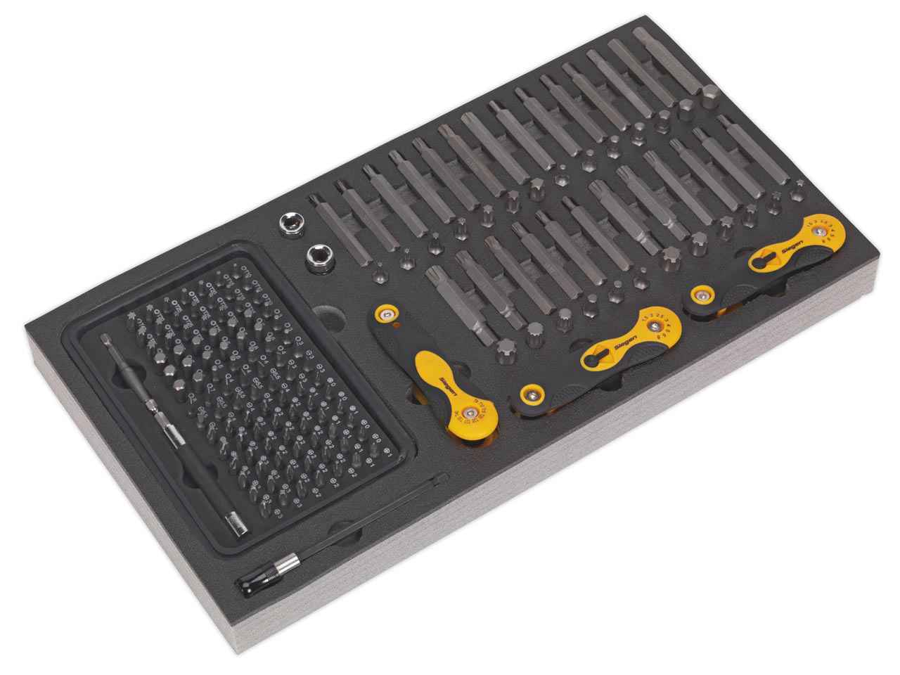 Sealey Tool Tray With Specialised Bits & Folding Hex Keys 192 Pieces Kit S01126
