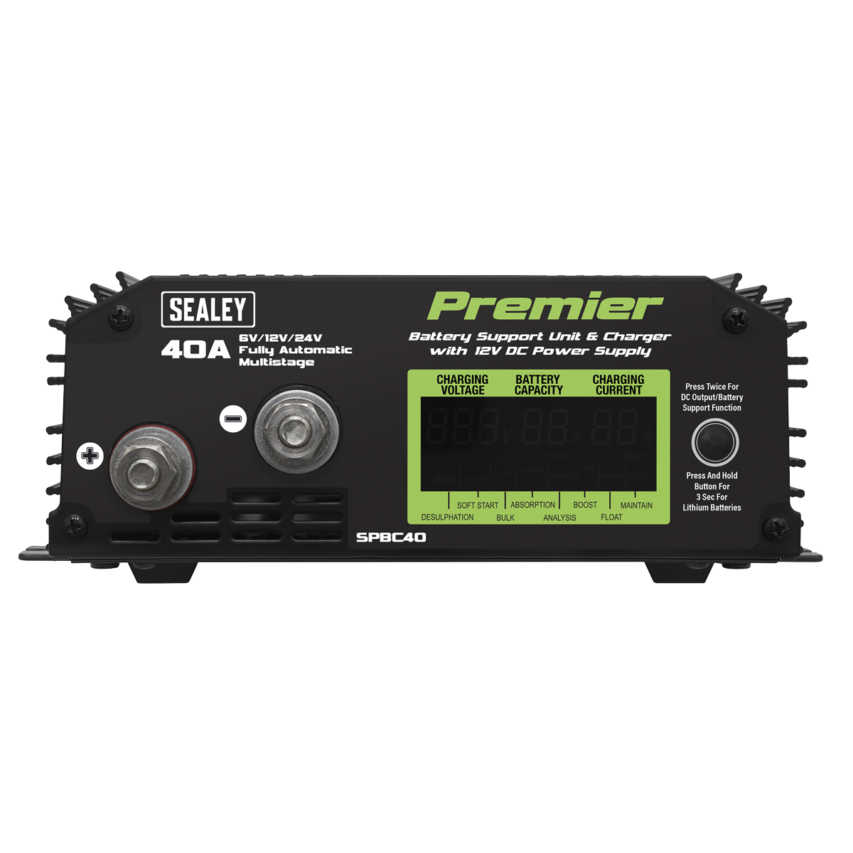 Sealey Battery Support Unit/Charger With Intuitive LED Screen 40A SPBC40