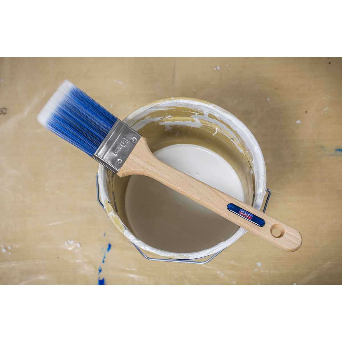 Sealey Wooden Handle Radiator Paint Brush 50mm Polished Beech Handle SPBR50