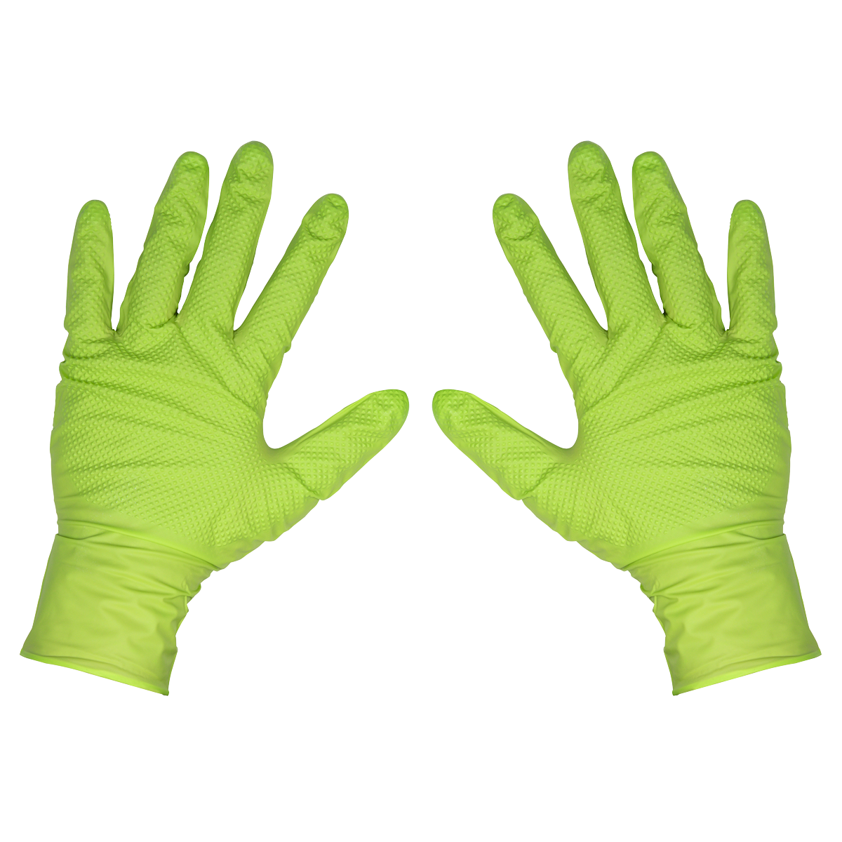 Sealey Nitrile Powder-Free Gloves Diamond Grip Green Size Large 50pcs SSP54L