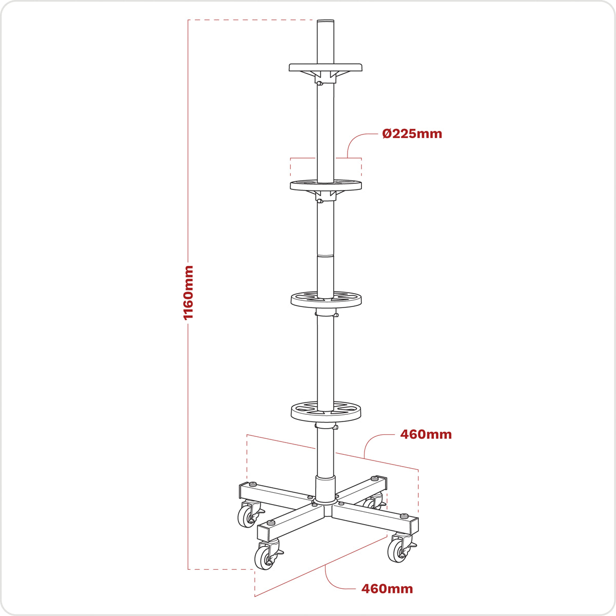 Sealey Wheel Storage Rack 100kg Capacity With Rim Protecting Supports STR004
