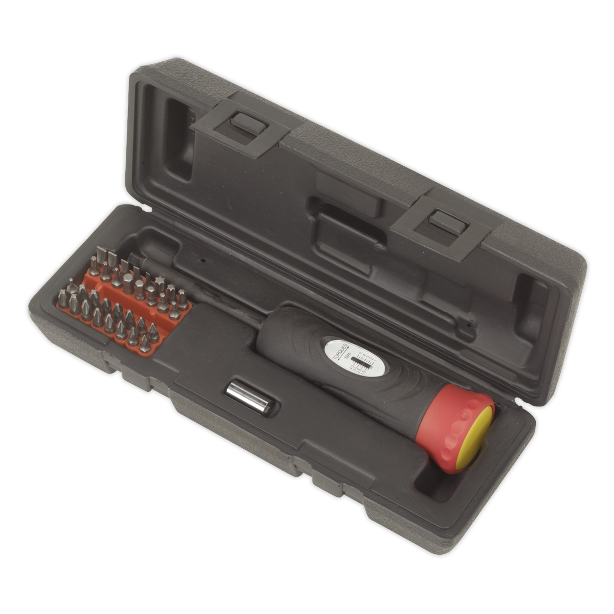 Sealey 34pc 1/4" Square Drive Torque Screwdriver Set 2-10Nm Red/Black STS100