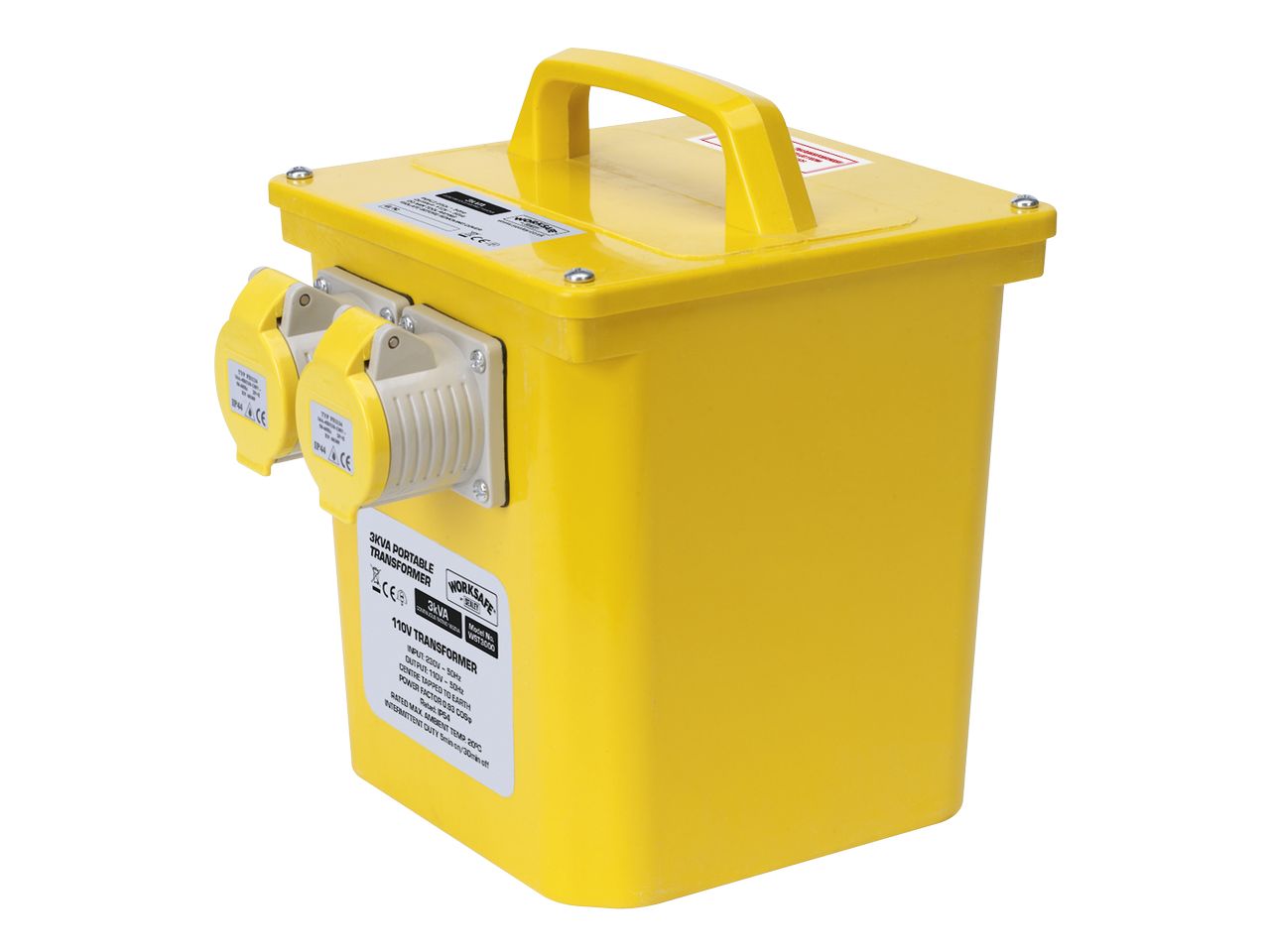 Sealey 110V 3kVA Single Phase Portable Transformer Performance Yellow WST3000