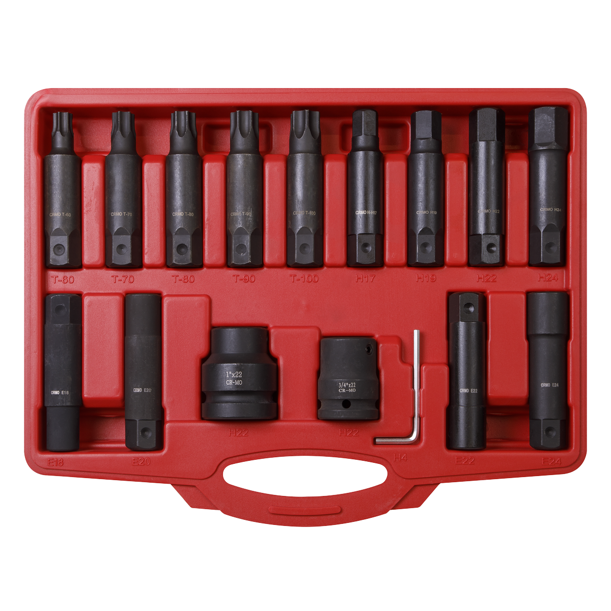 Sealey Impact TRX-Star 3/4" & 1" Square Drive Socket Bit Set 16 Pcs Tool SX098