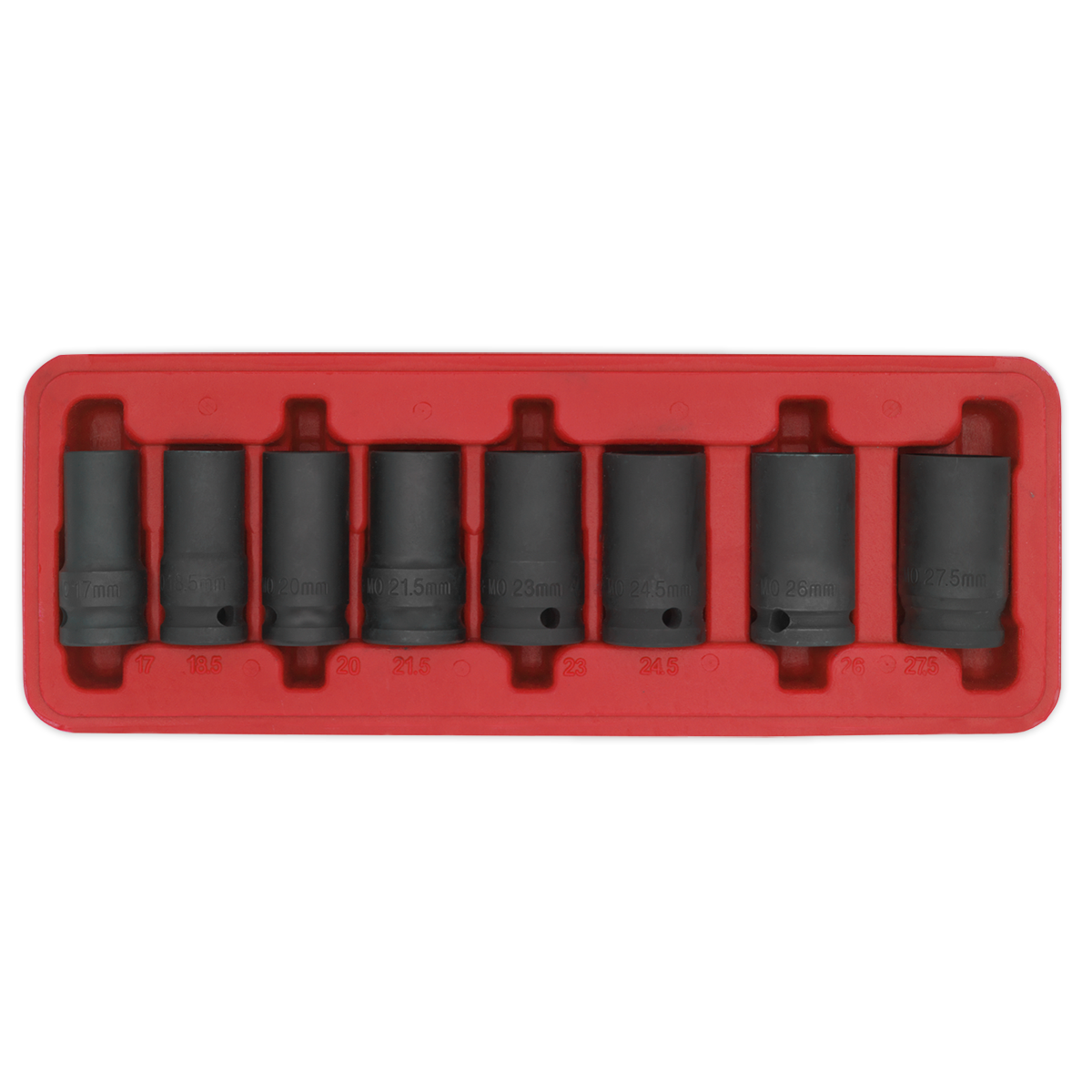 Sealey Locking Wheel Nut Removal Set 8 Pieces 1/2" Square Drive Black SX202