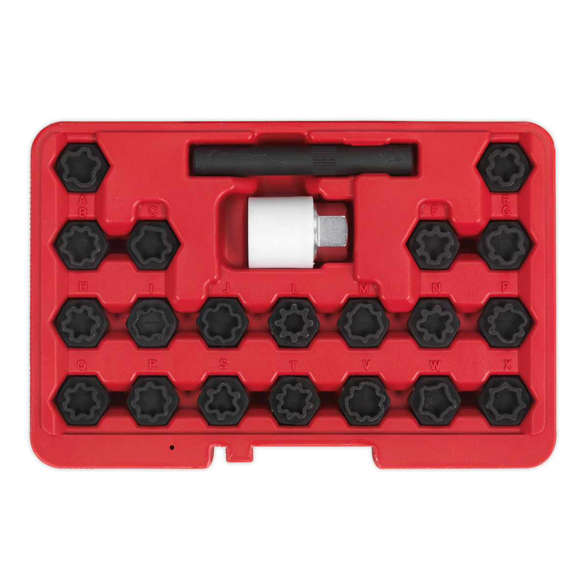 Sealey Locking Wheel Nut Key Set 22 Pieces Fits Audi Vehicles Black SX206