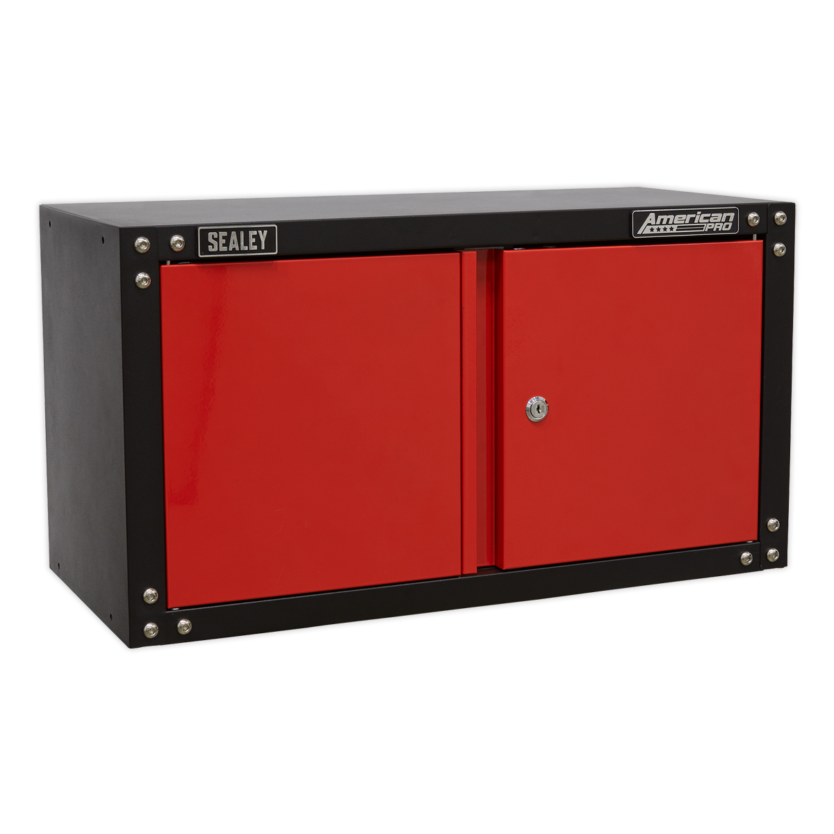 Sealey Modular 2 Door Wall Cabinet With Lock & Two Keys 665mm Red/Black APMS85