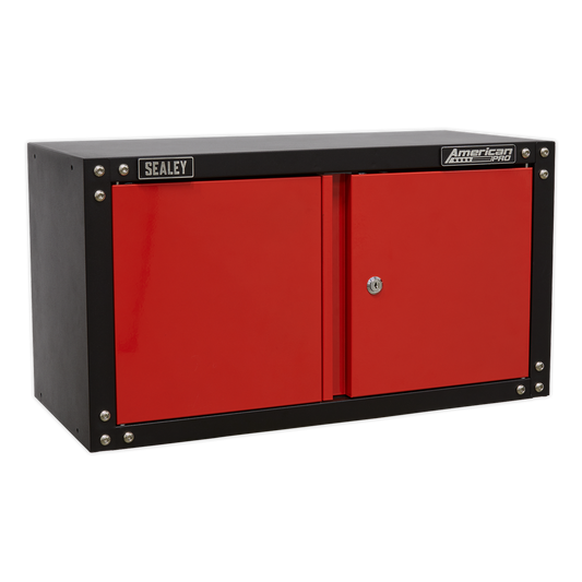 Sealey Modular 2 Door Wall Cabinet With Lock & Two Keys 665mm Red/Black APMS85