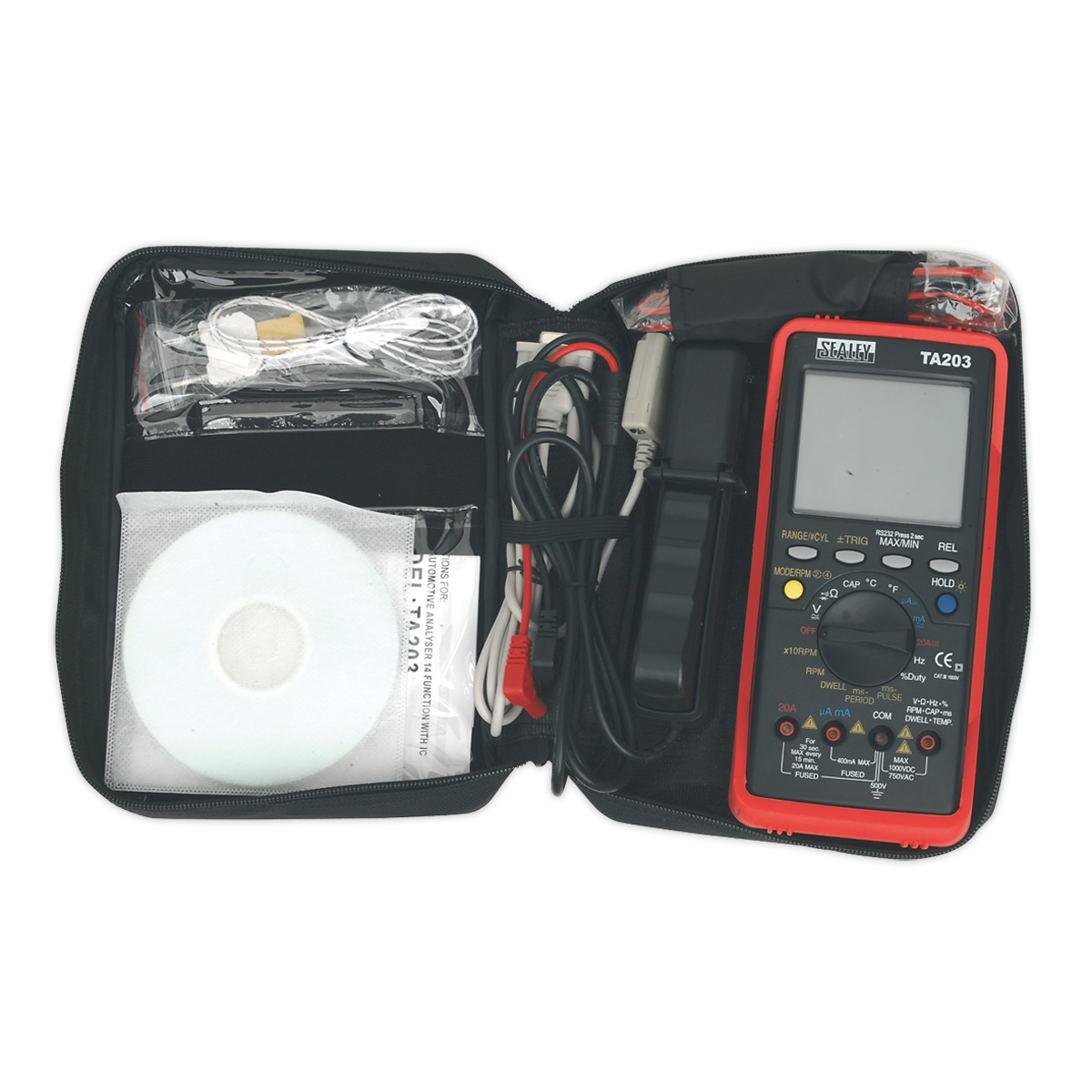 Sealey Automotive Digital Multimeter 15 Function Bar Graph/PC Link TA203