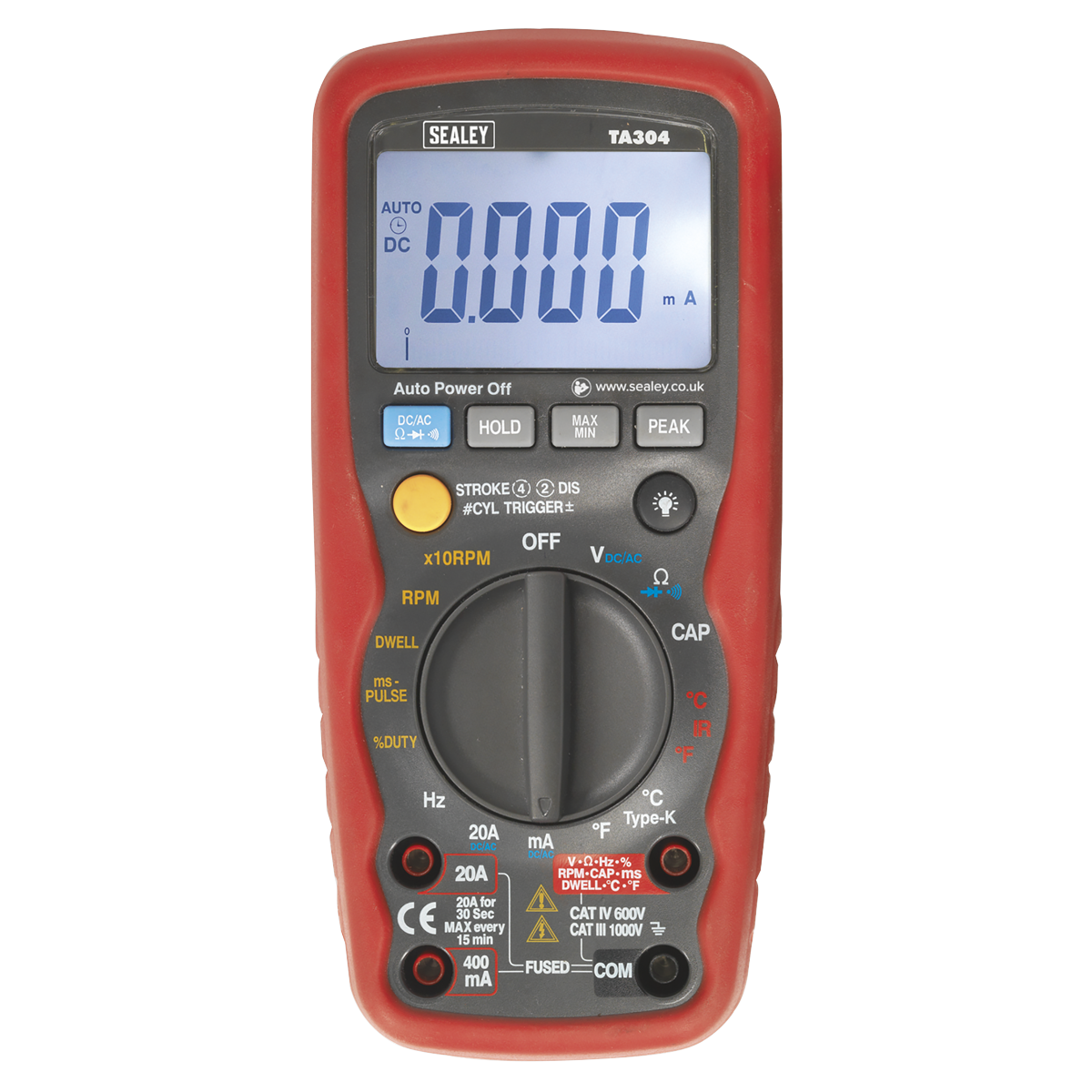 Sealey Digital Automotive Analyser 15 Function With IC/IR - Red/Black TA304