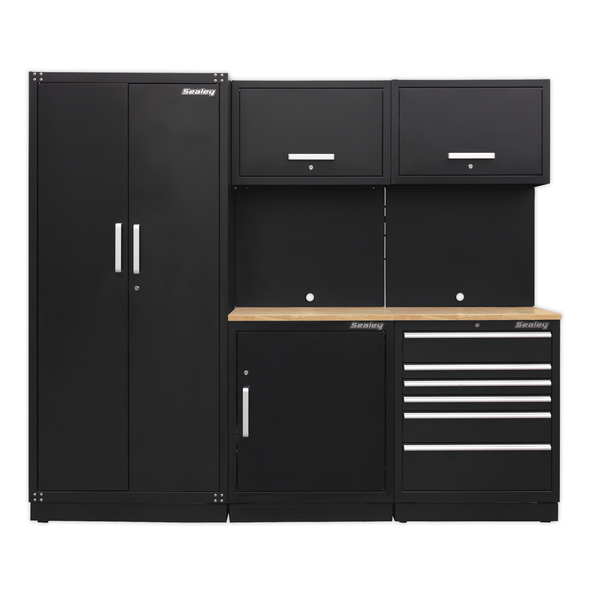 Sealey Modular Storage System Combo Oak Heavy Duty Worktop Black APMSCOMBO1W
