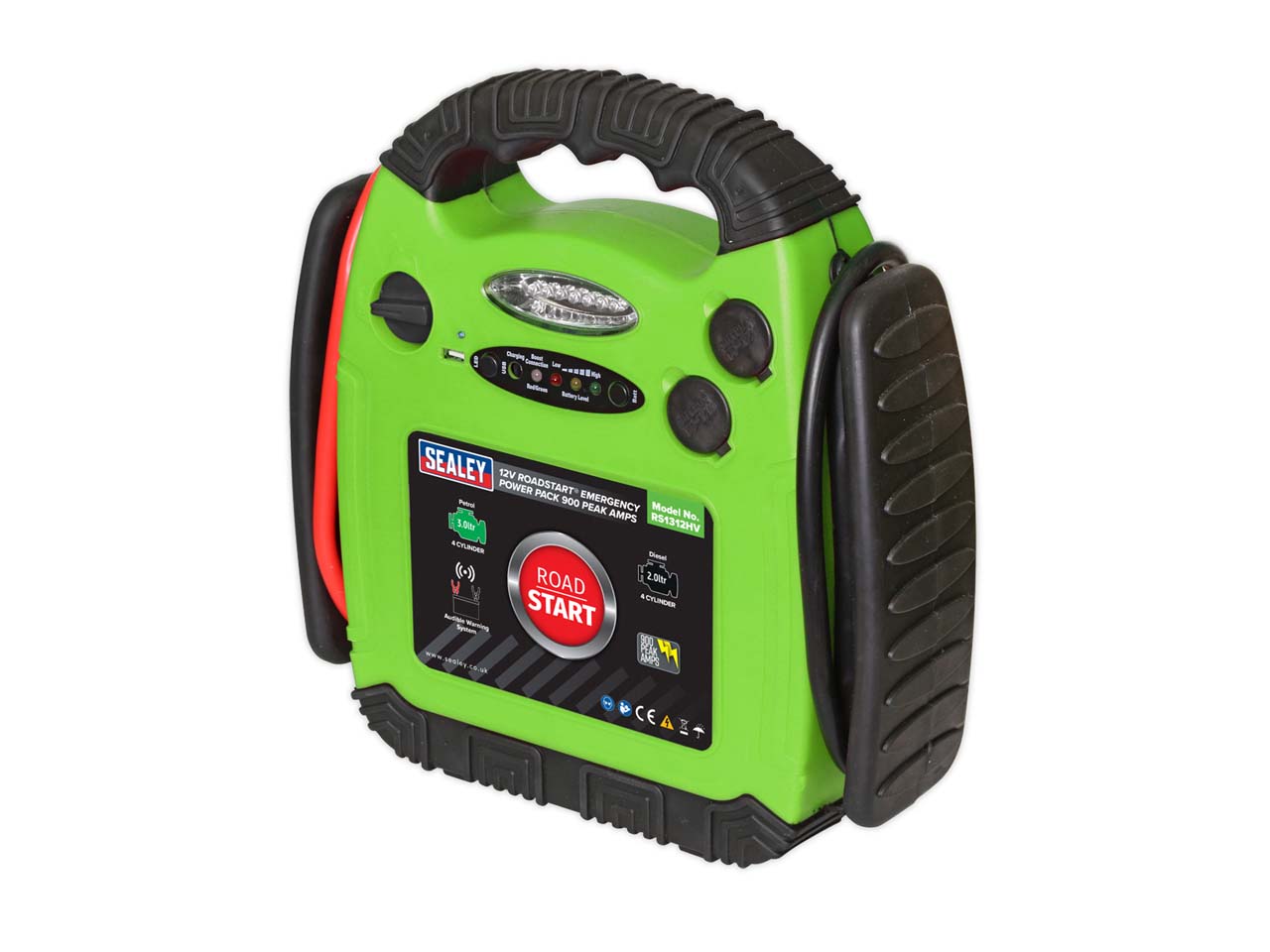 Sealey RoadStart Emergency Power Pack 12V 900 Peak Amps Hi-Vis Green RS1312HV