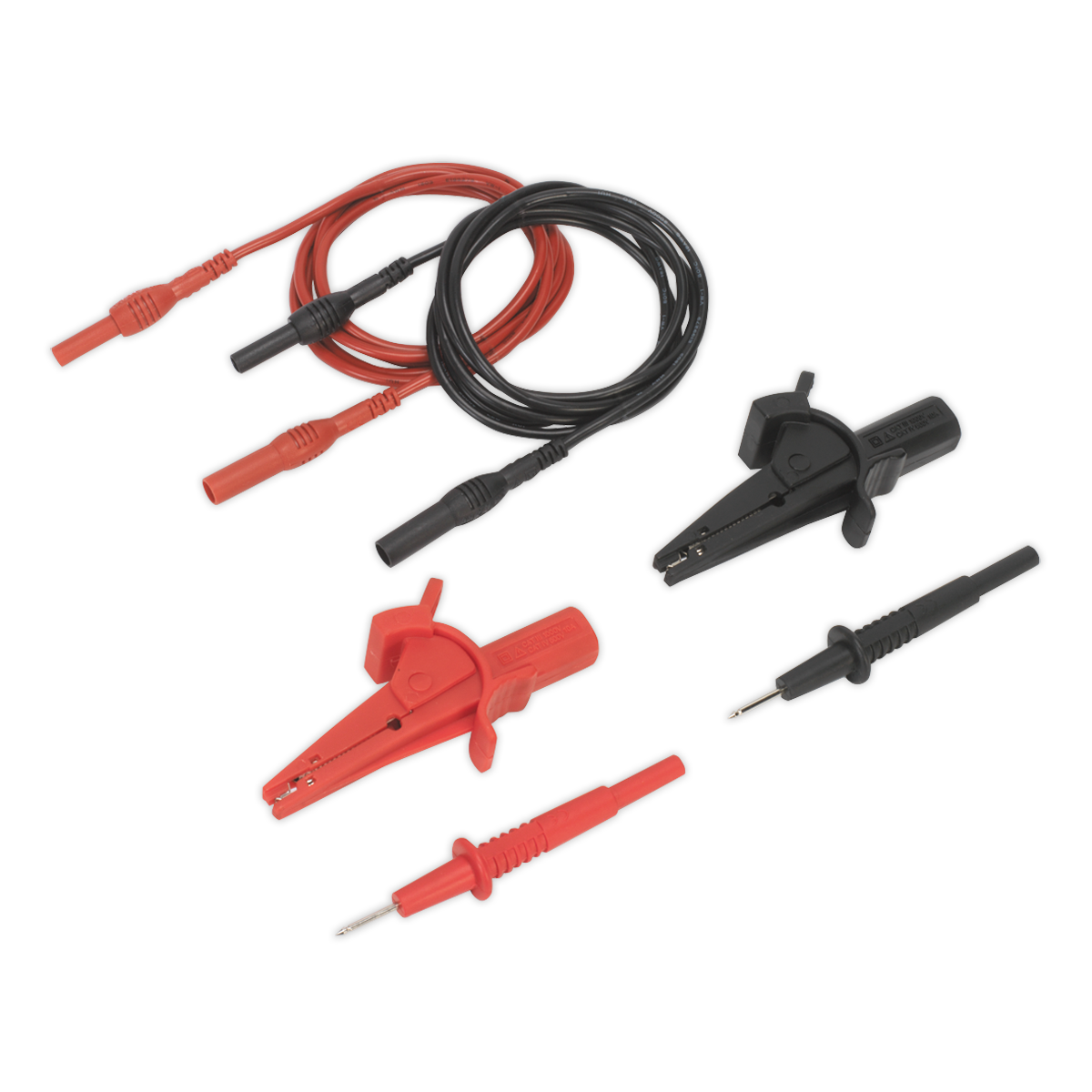 Sealey 1.35m Automotive Test Leads & Crocodile Clip Set - 6 Pieces Kit TATL