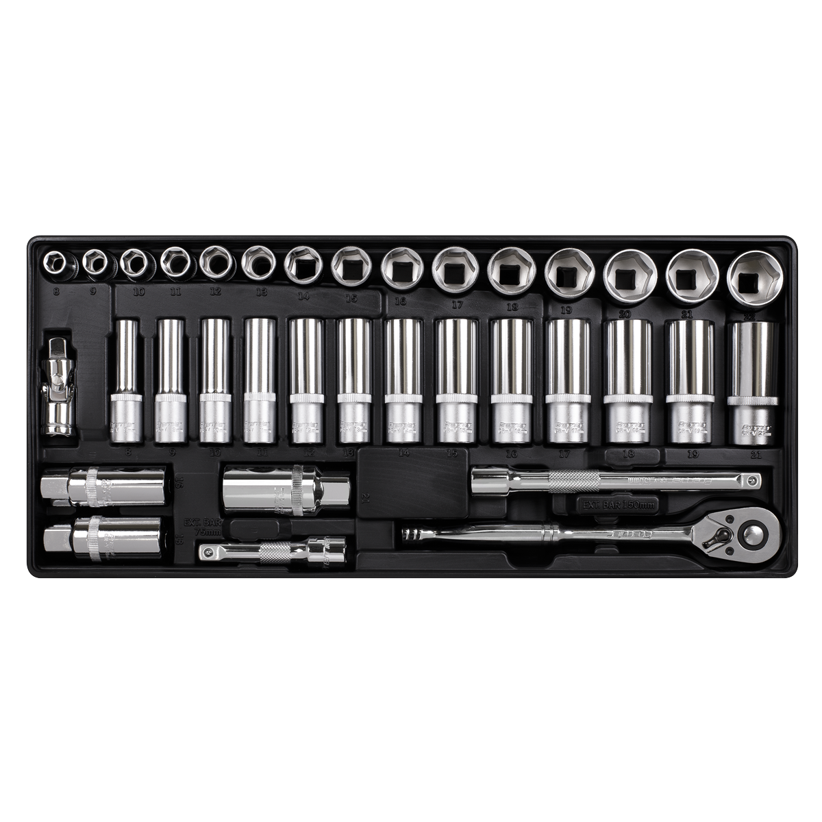 Sealey Tool Tray With Socket Set 35pc 3/8" Square Drive 176.5 x 397 x 55mm TBT20
