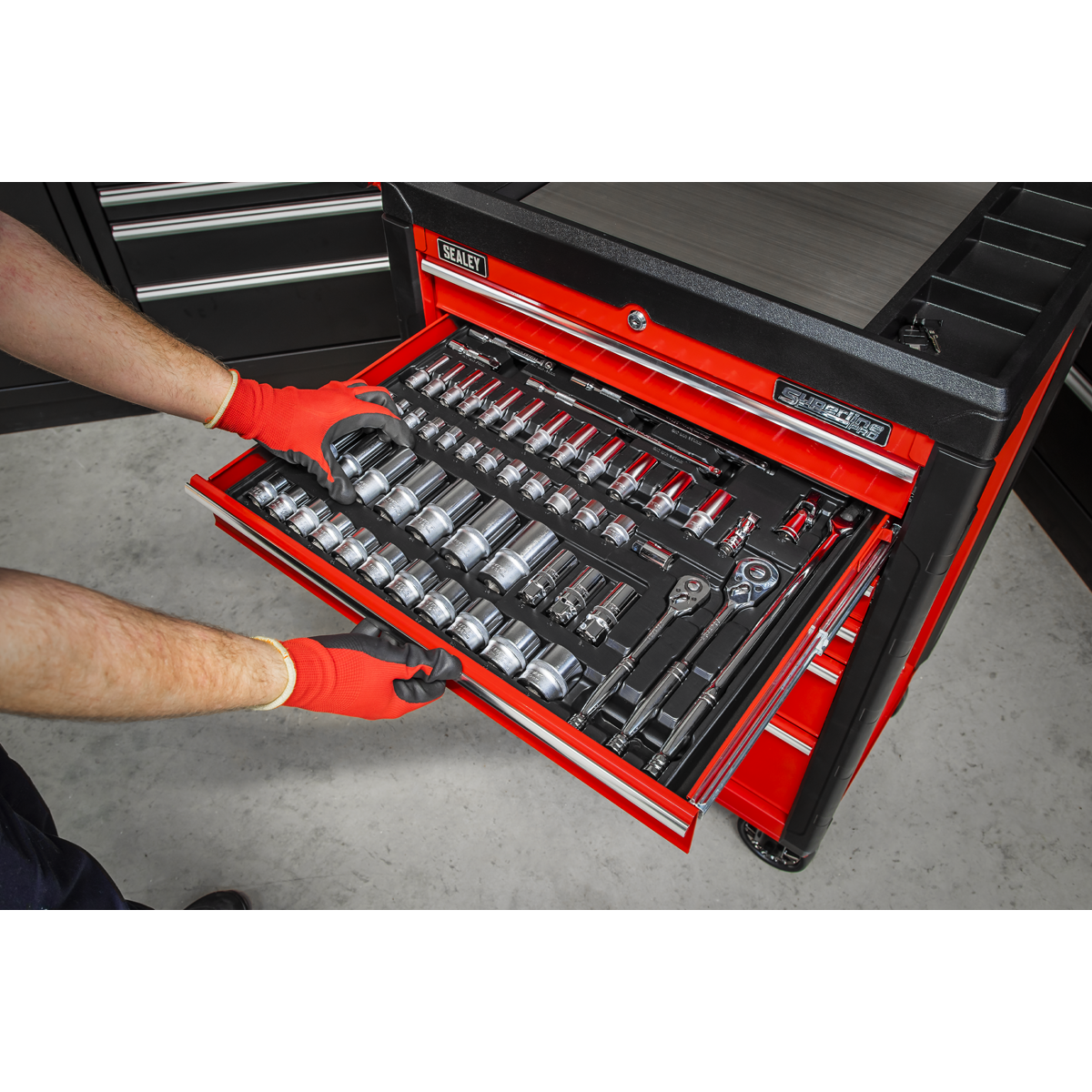 Sealey Tool Tray With Socket Set 55 Pieces 3/8" & 1/2" Square Drive TBT31