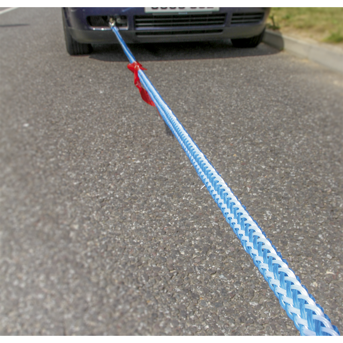 Sealey Tow Rope 2000kg Rolling Load Capacity Heavy Duty Blue/White Towing TH2502