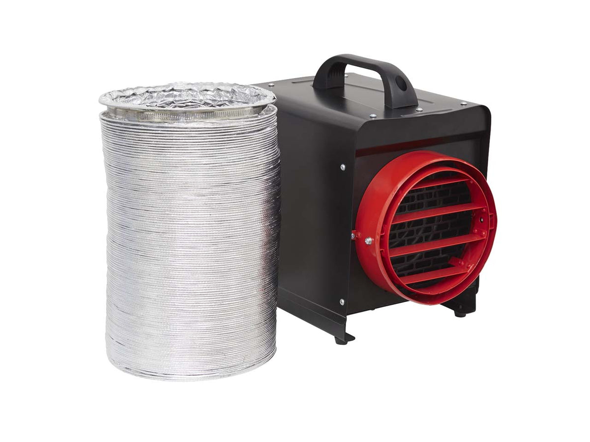 Sealey 2kW Industrial Fan Heater With Ducting & Carry Handle IPX4 DEH2001