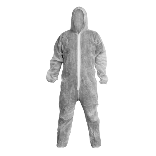Sealey Disposable Coverall Protective Suit White Large 100% Polypropylene 9601L