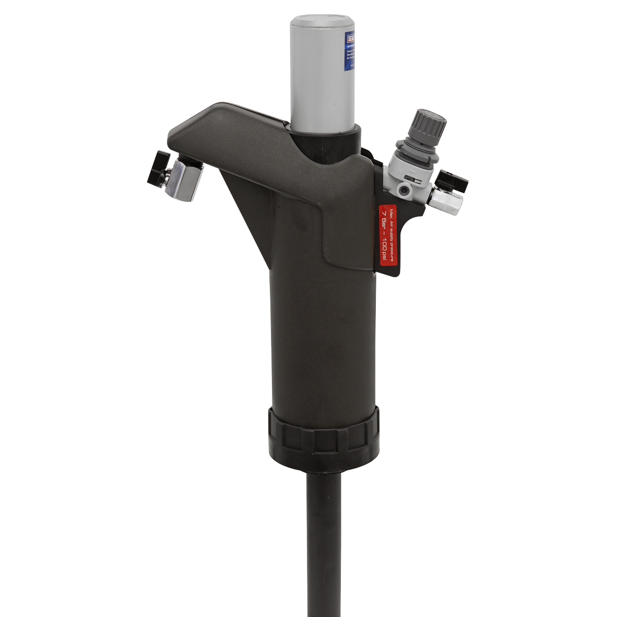 Sealey Air Operated Transfer Pump With Anti-Drip Shut-Off Valve Black TP90