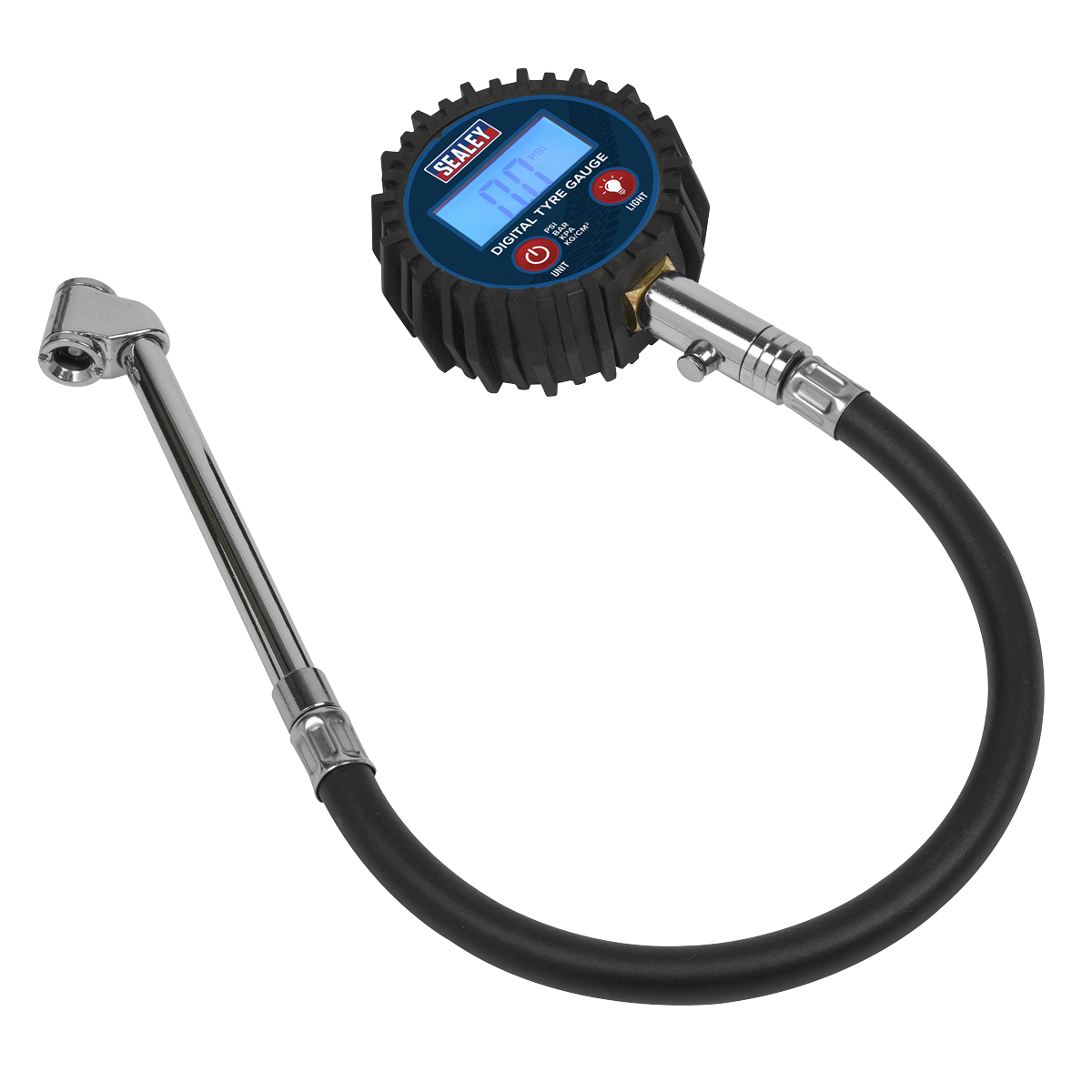 Sealey Digital Tyre Pressure Gauge With Twin Push-On Connector 0-150 PSI TST003