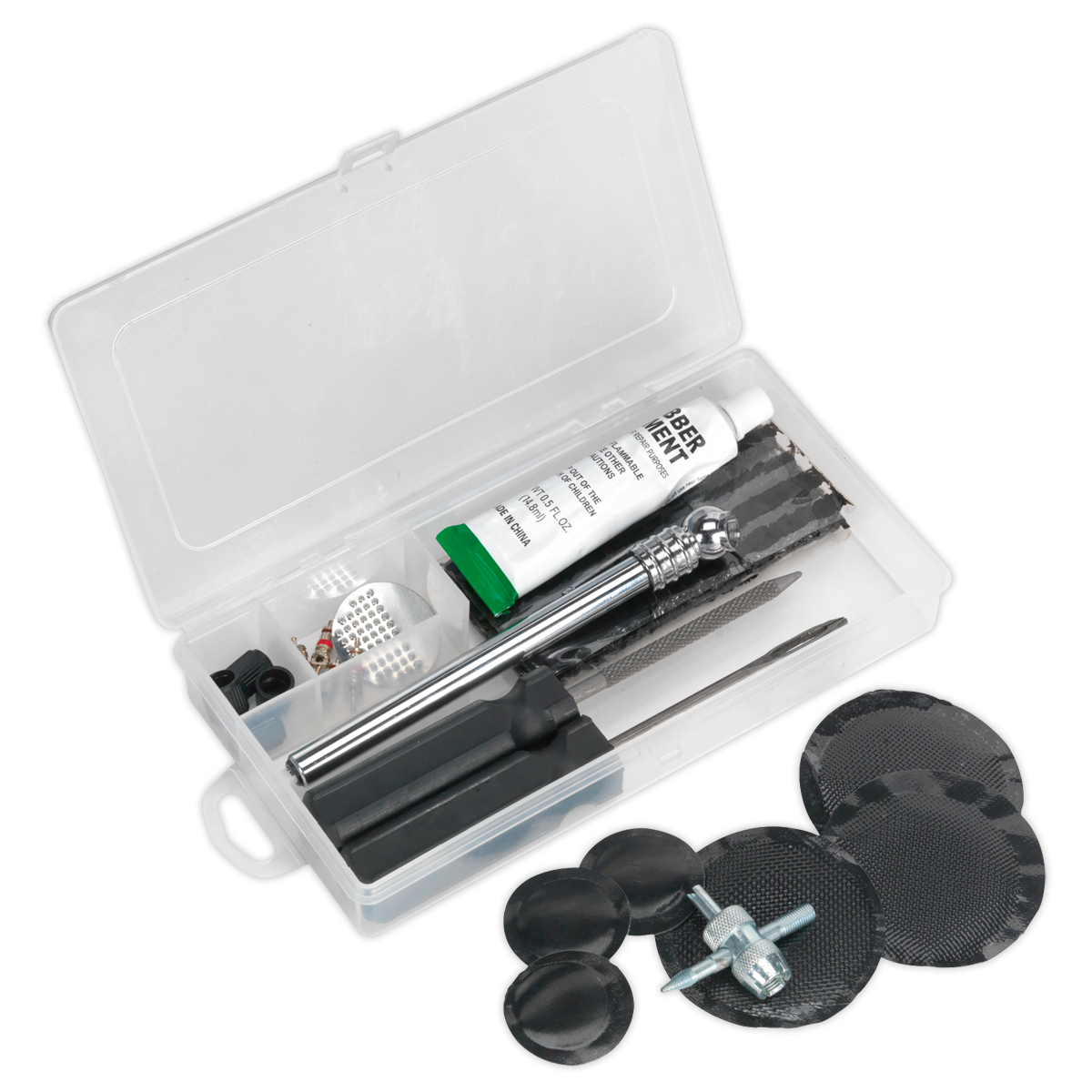 Sealey Temporary Puncture Repair & Service Kit With Tyre Pressure Gauge TST09