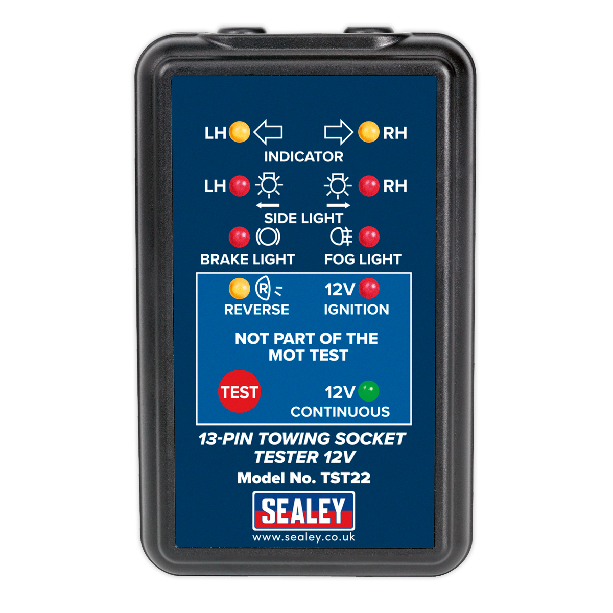 Sealey 13-Pin Towing Socket Tester 12V With 4.9m Cable - DVSA Approved TST22