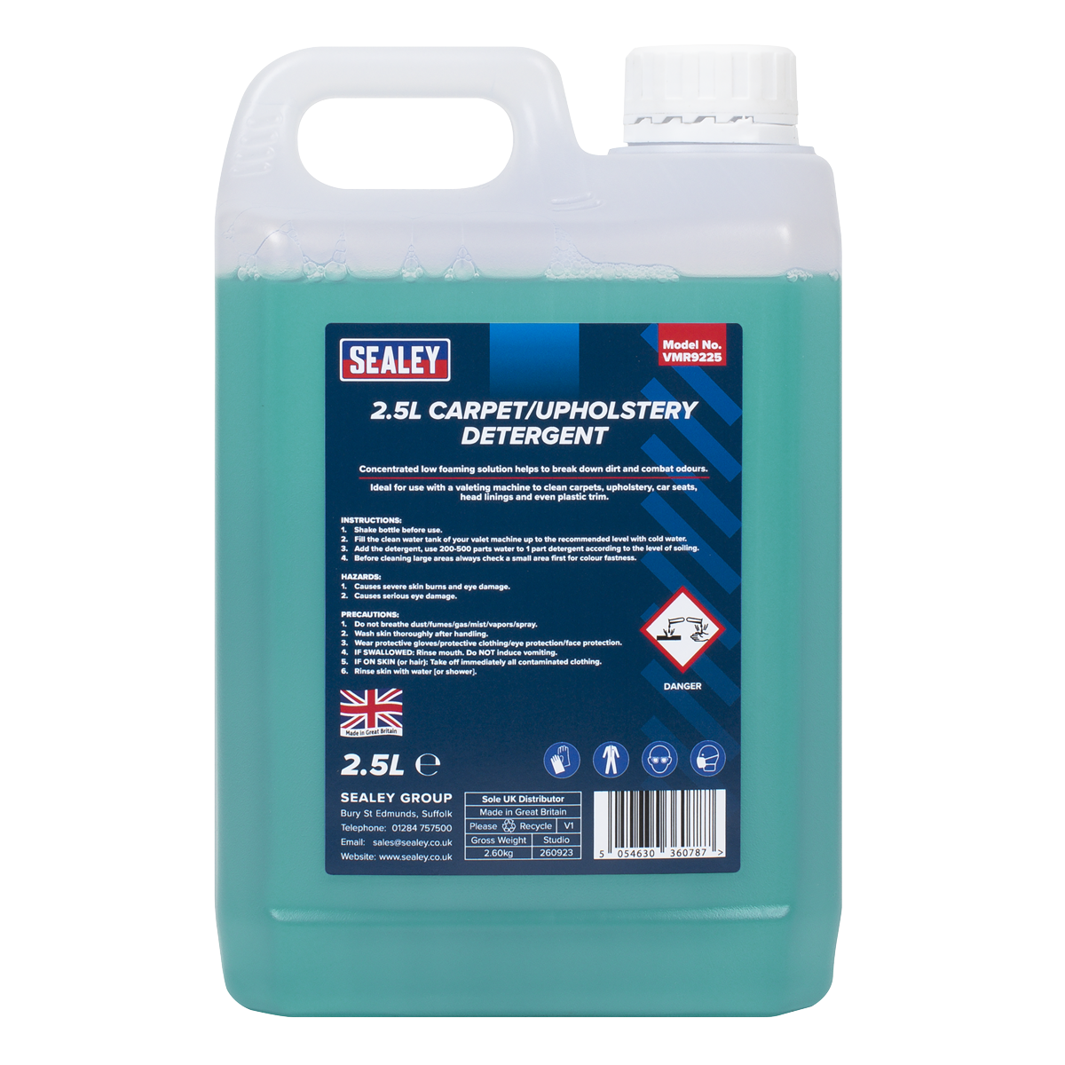 Sealey Carpet Upholstery Detergent Cleaner 2.5L Economisal Low Foaming VMR9225