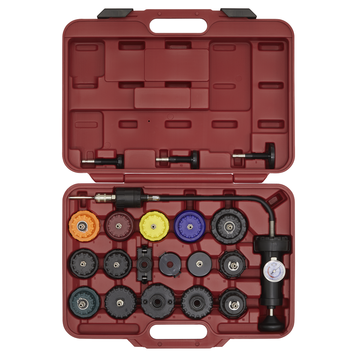 Sealey 20 Pieces Cooling System Pressure Tester Kit With Storage Case VS001