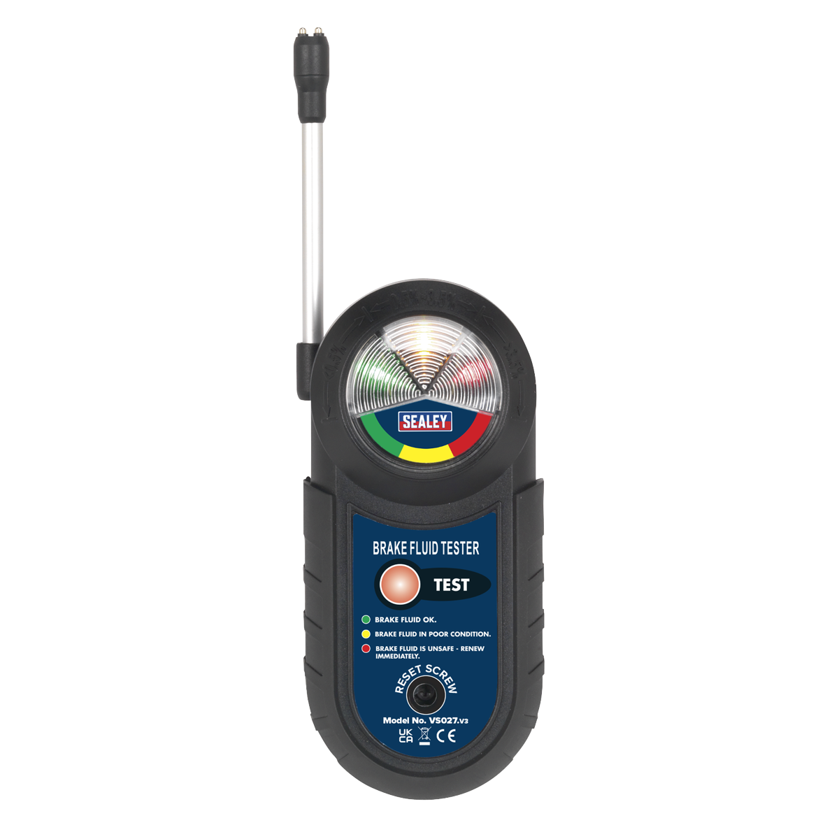 Sealey Brake Fluid Tester With Three LED Read-Out Works on DOT 3 4 5.1 VS027