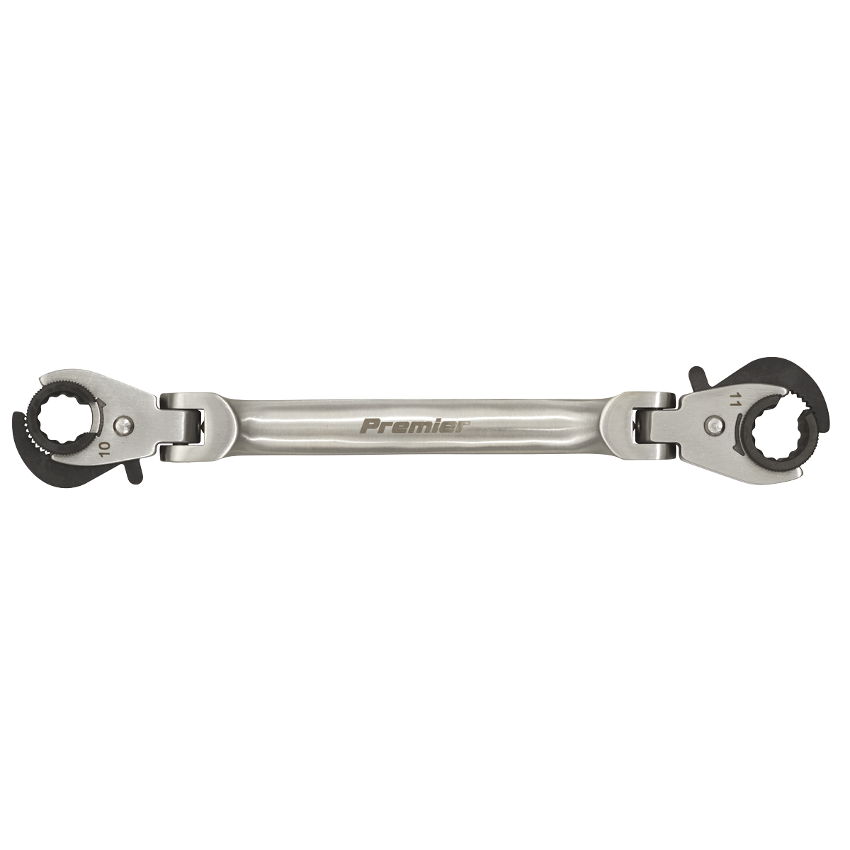Sealey 10 x 11mm Flexi-Head Ratchet Brake Pipe Spanner Stainless Steel VS0347