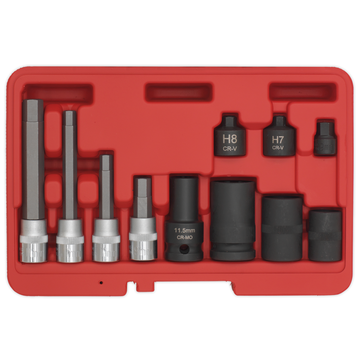 Sealey Brake Caliper Socket Set 11 Pieces - Chrome Vanadium Steel VS0465
