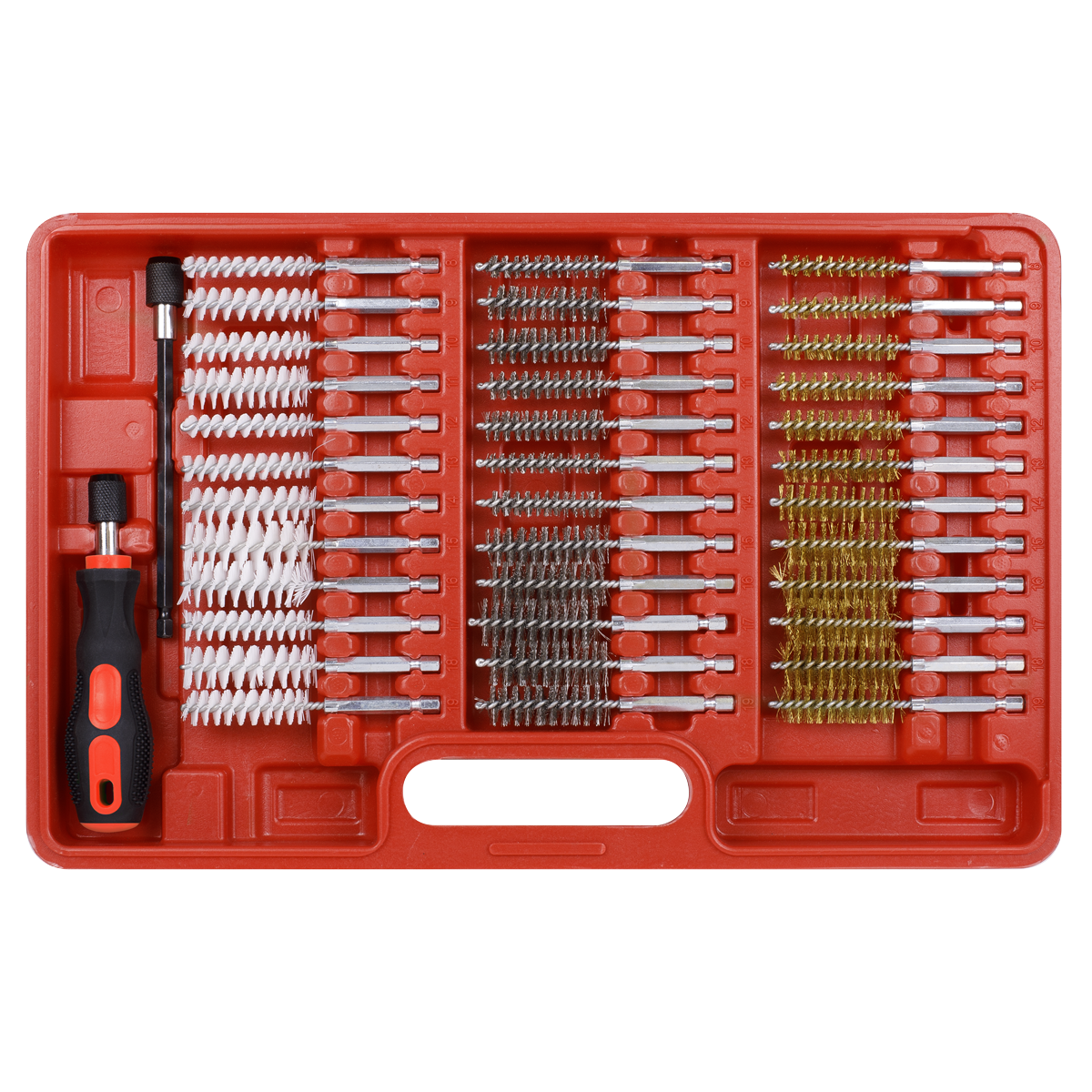 Sealey 38 Pcs Cleaning Brush Set Injector Bore 8-19mm Brush Size Workshop VS1910