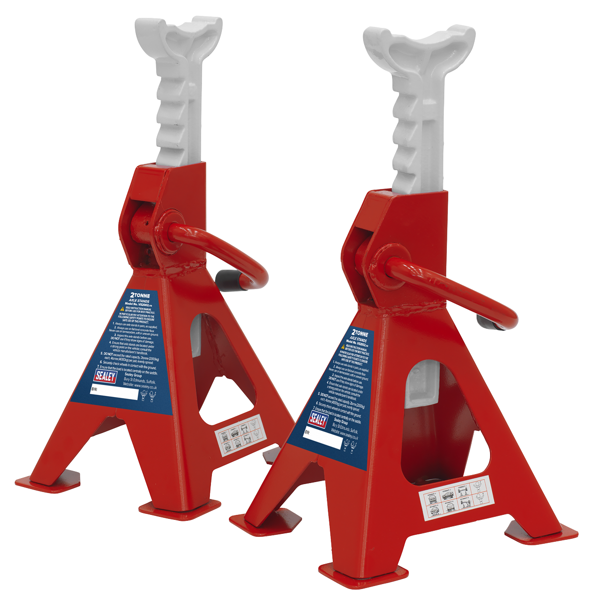 Sealey Load Axle Stands 2 Tonne Capacity/Stand 4 Tonne/Pair Ratchet Type VS2002