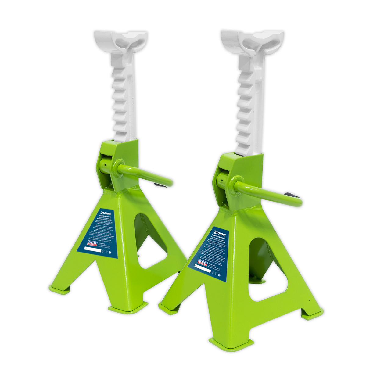 Sealey Load Axle Stands 2 Tonne Capacity/Stand Ratchet Type HiVis Green VS2002HV