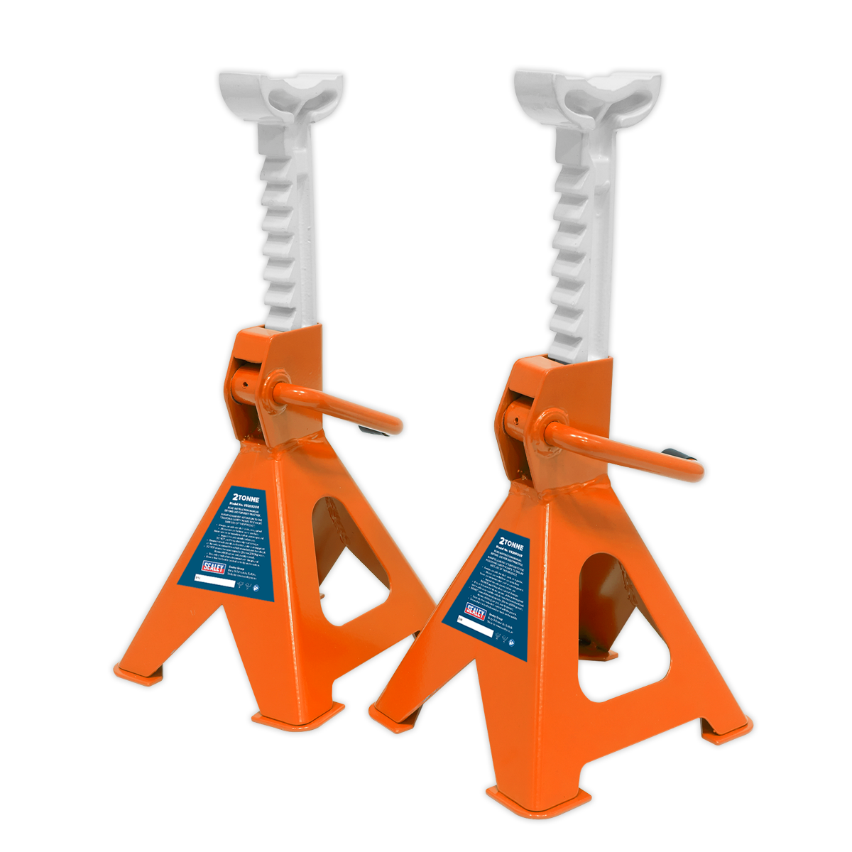 Sealey Load Axle Stands Pair 2 Tonne per Stand Ratchet Type - Orange VS2002OR