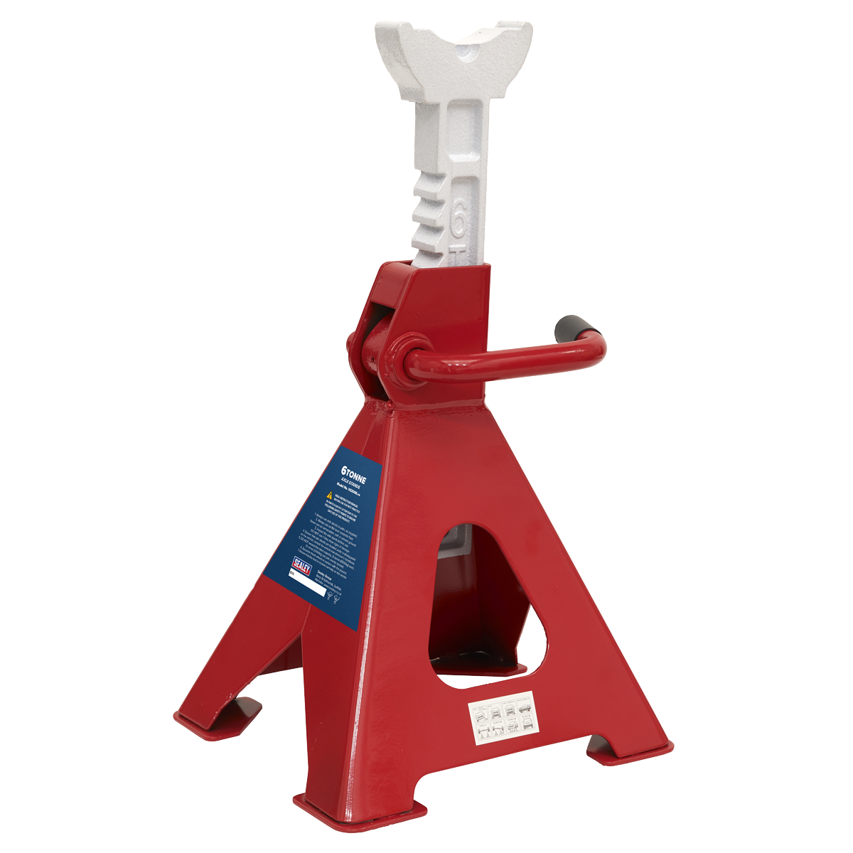 Sealey Ratchet Type 2x Axle Stands 6 Tonne Capacity/Stand 12 Tonnes Red VS2006