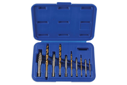 LASER 3744 Screw Extractor & Drill Set 10pc High Speed Steel Titanium Coated